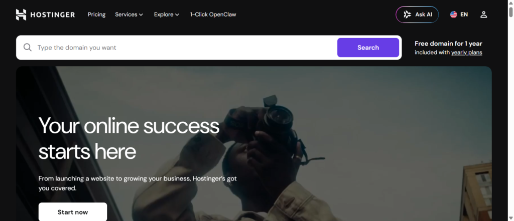 hostinger web and hosting platform